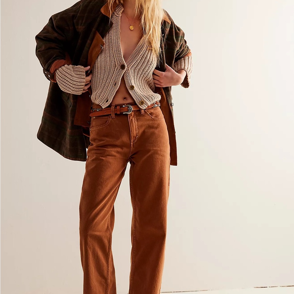 Free People We The Free Tinsley Baggy High-Rise Jeans - Chocolate - 28